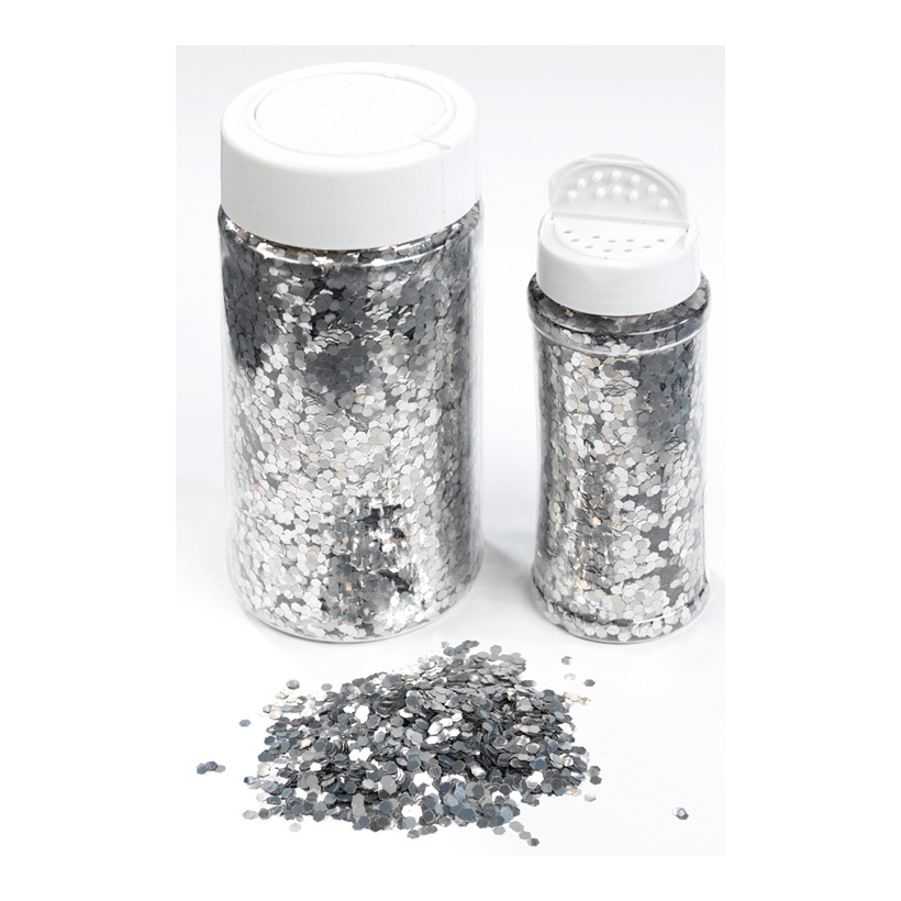 Coarse glitter in shaker can, 110g/can, plastic