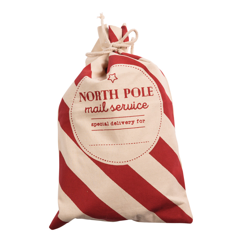 Jute gift bag, 50x30cm North Pole Mail Service, printed, with cord