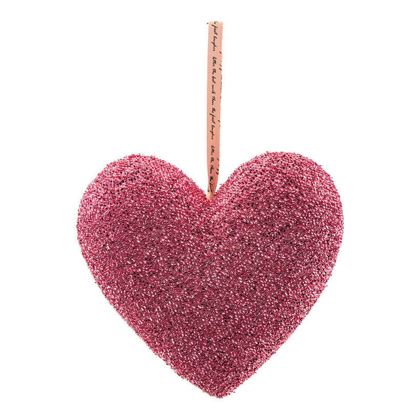 Heart with hanger, H: 21cm covered with glitter fabric, made of hard foam