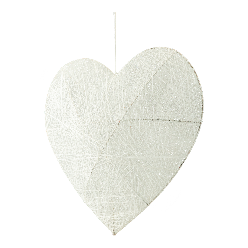 3D Heart, 40cm out of wire with cotton, with hanger