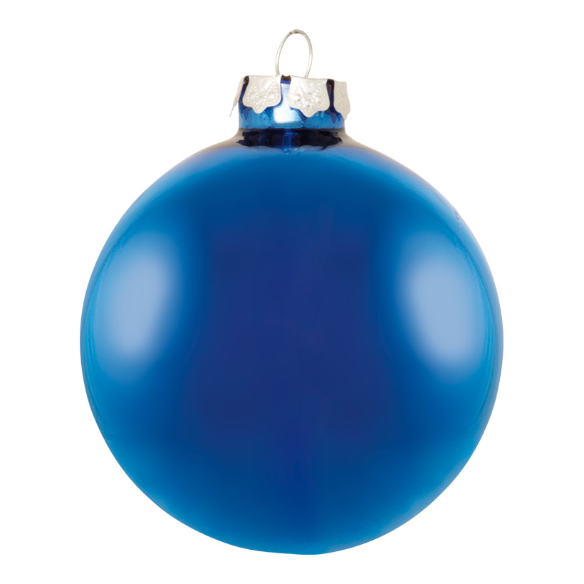 # Christmas balls, blue matt, Ø 8cm, made of glass, 6 pcs./blister