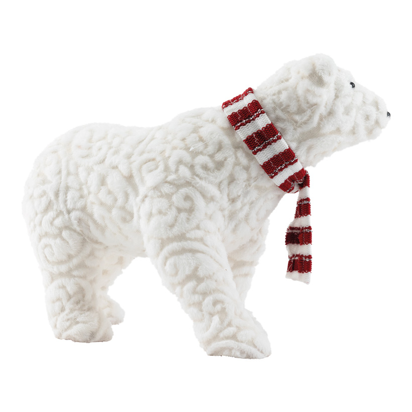 Polar bear, 40x16cm out of styrofoam/textile, walking, with scarf