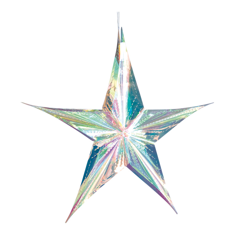 Folding star, Ø 40cm 5-pointed, with hanger, holographic