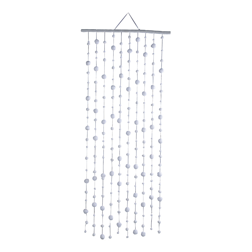 Snowball curtain, 180x80cm Ø 2/3/4,5cm 10-fold, out of cotton wool, Ø strip approx. 3cm, with hanger