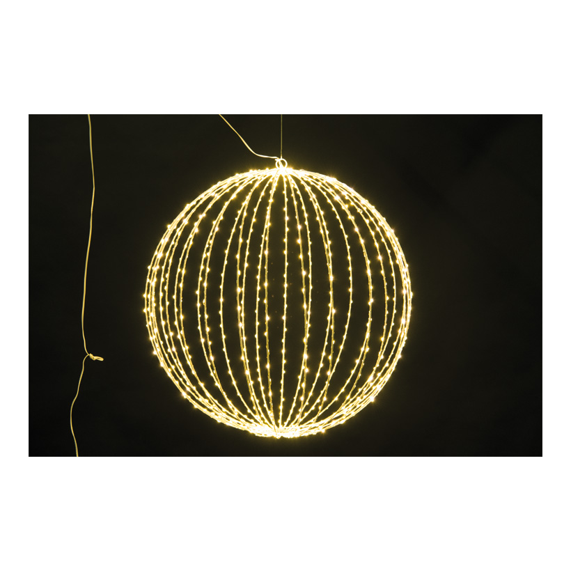 Ball, 30cm with 320 micro lights, for indoor, made of metal, foldable, 3m power cable