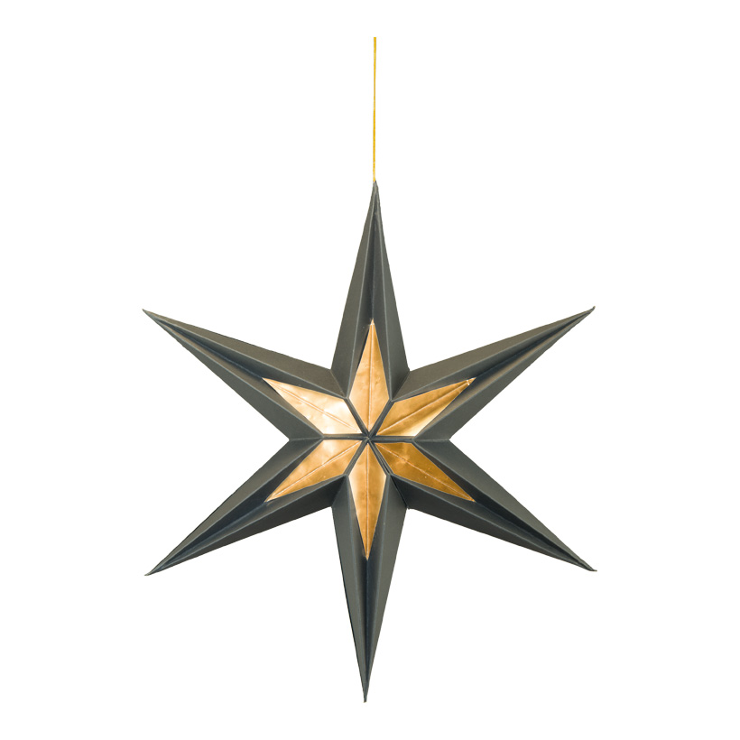 Foldable star, 40cm 6-pointed, with hanger, out of paper, with magnetic lock