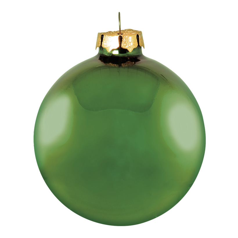 # Christmas balls, green shiny, Ø 6cm, made of glass, 6 pcs./blister
