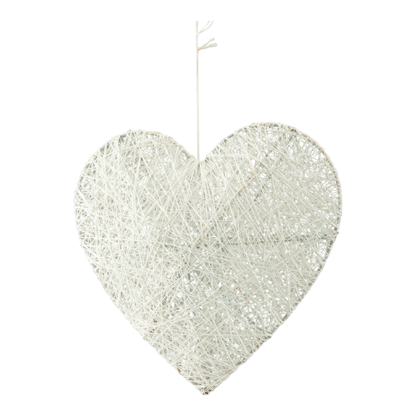 3D Heart, 20cm out of wire with cotton, with hanger