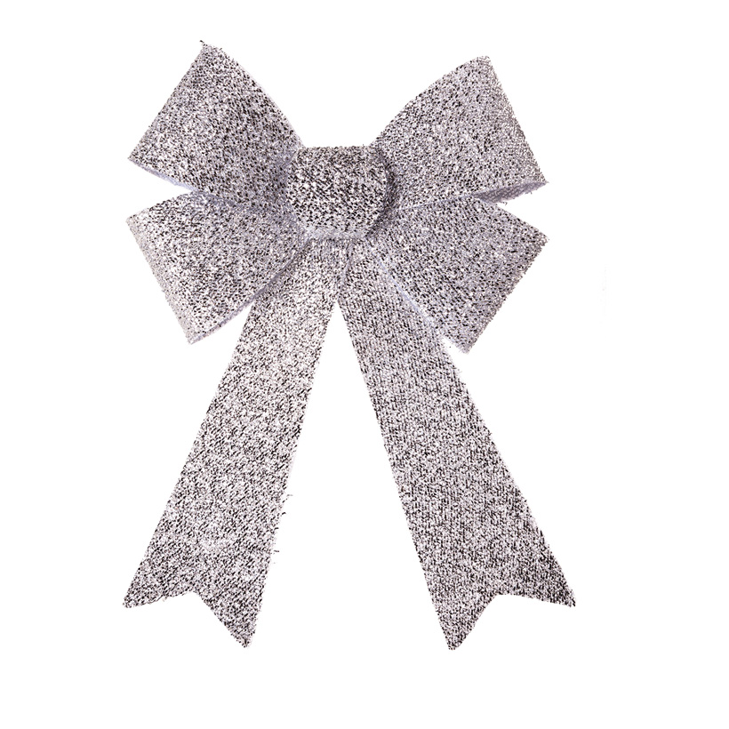 Bow with glitter, 47x27x5cm front side covered with tinsel, back side smooth, made of plastic