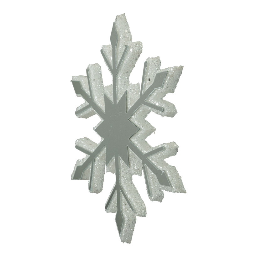 Snowflake with mirror effect, 20cm out of foam, with nylon hanger
