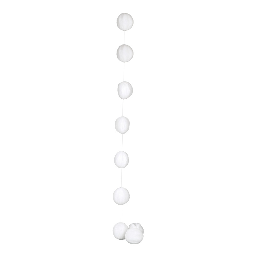 Snowball chain, Ø 9cm, 200cm, 9-fold, fleece cloth, with glitter