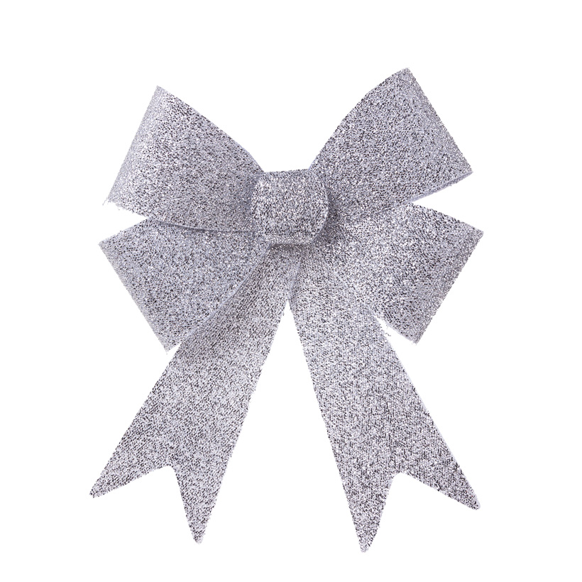 Bow with glitter, 50x38x9cm front side covered with tinsel, back side smooth, made of plastic
