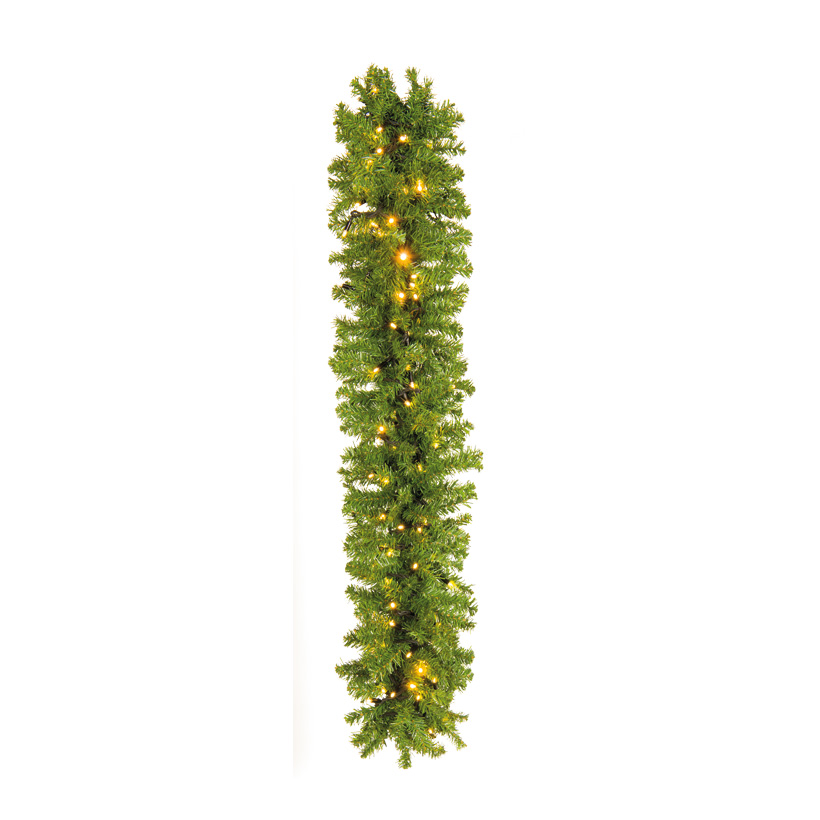 # Noble fir garland, 125x30cm ''Deluxe", with 200 tips and 120 warm white LEDs, made of plastic, with snap hook, 80x connectable, for outdoor