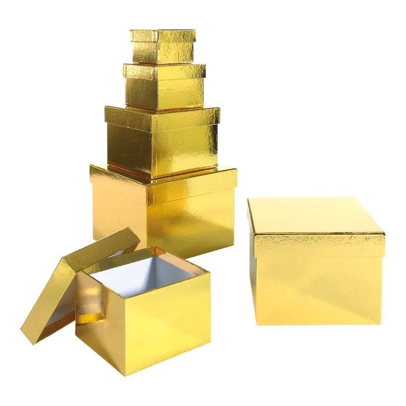 Gift box set, cardboard, 8x8x5,5cm - 18x18x13cm, set with 6 pieces, square