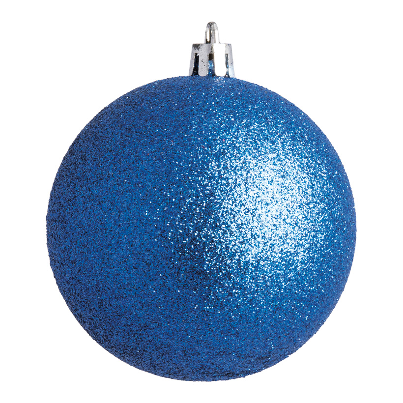 Christmas ball, blue glitter, Ø 8cm 6 pcs./blister