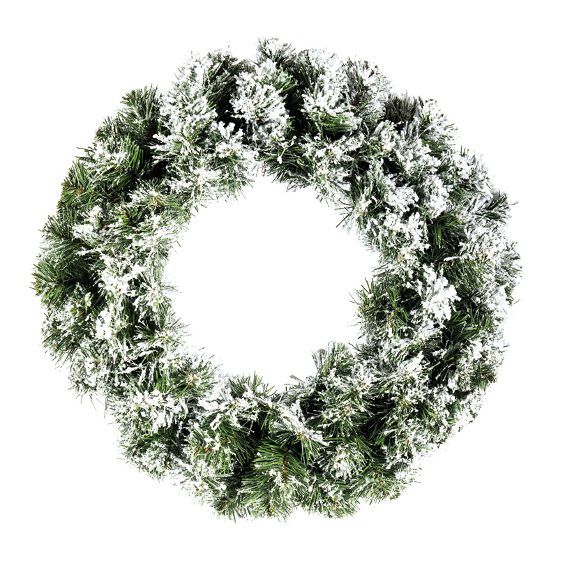 Noble fir wreath, Ø90cm 300 tips, snowed