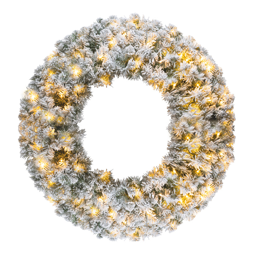 Noble fir wreath, Ø 90cm with 100 warm white LEDs, 440 tips, out of plastic (PVC)