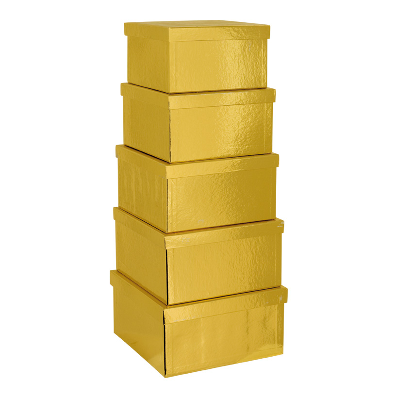 Boxes, 20x20x11,5cm - 26x26x13,5cm, 5pcs./set, square, nested, cardboard