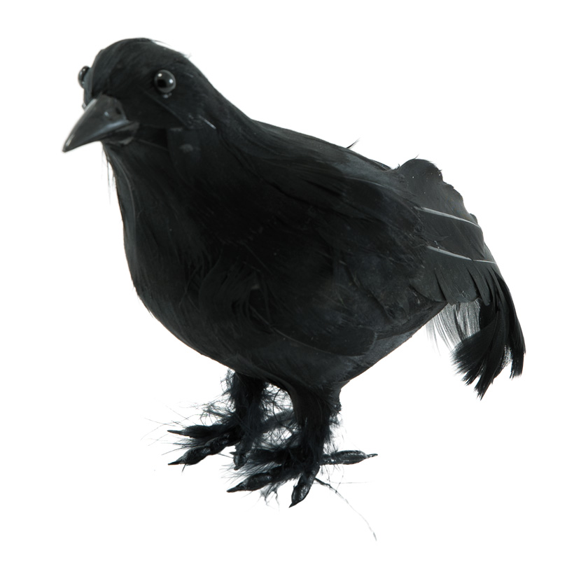 Crow 21x10x14cm out of styrofoam/feathers, standing
