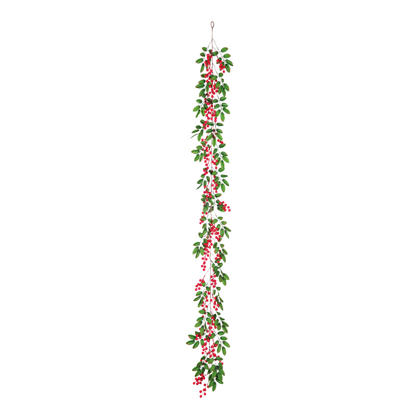 Berry garland, 200cm out of plastic/artificial silk, with leaves