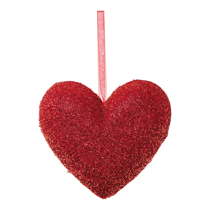 Heart with hanger, H: 21cm covered with glitter fabric, made of hard foam