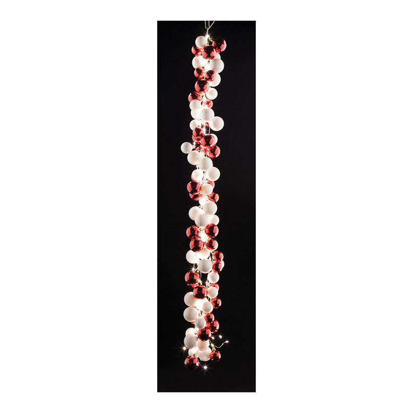 LED bauble garland, 190cm with 138 balls & 144 LEDs, 5m lead cable, IP44
