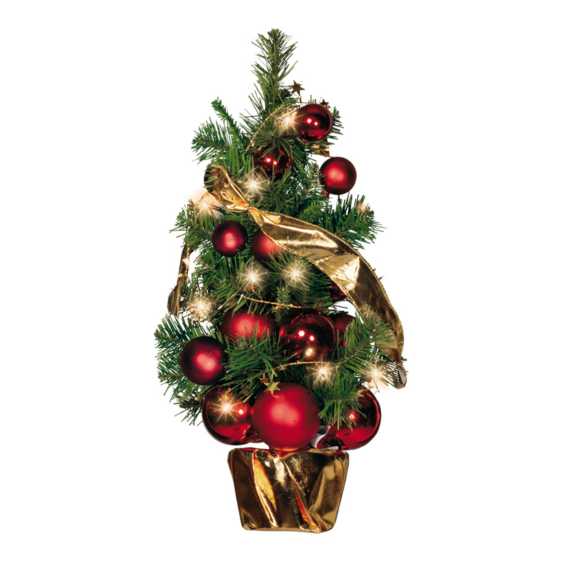 Christmas tree, Ø 45cm, decorated, with 20 LEDs, warm/white, Plug: 2,5A, 250V