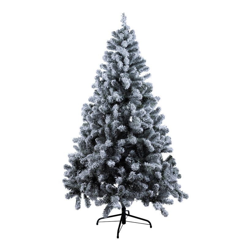 Noble fir, 180cm Ø 105cm with 350 warm white LEDs, 520 tips, out of plastic (PVC), snowed, with metal stand