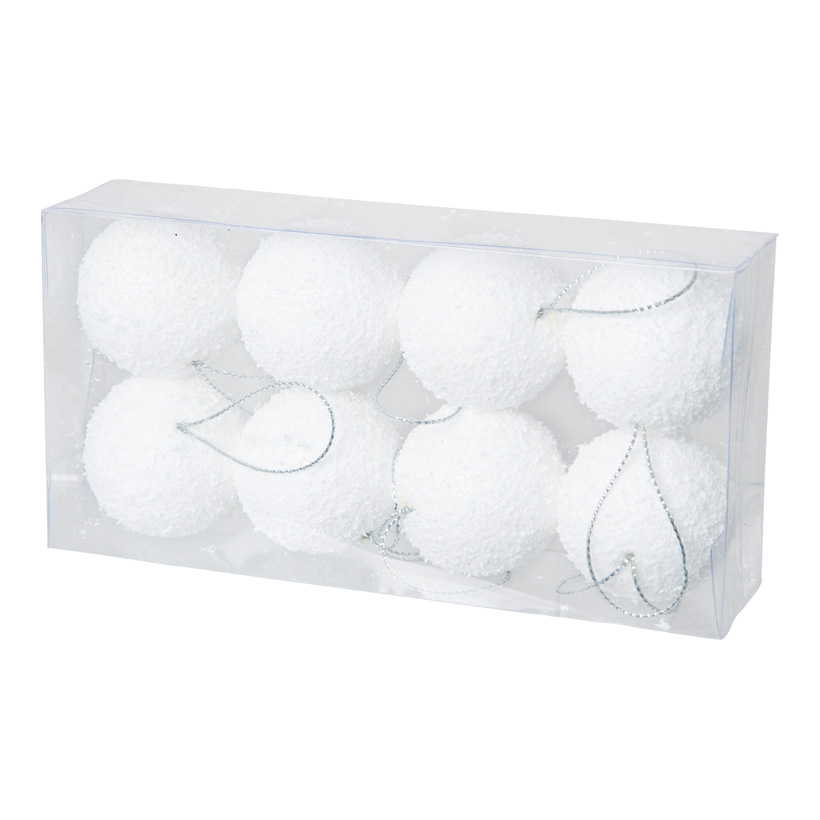 Snowballs, Ø 4cm, 8pcs./blister, with hanger, styrofoam