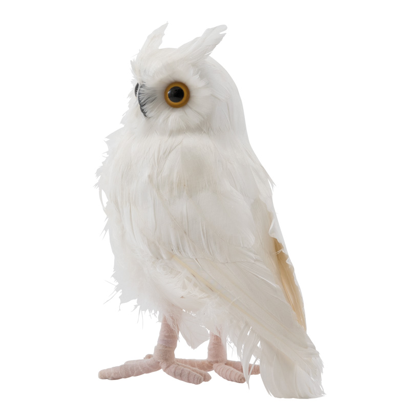 Owl, 17x11x22cm out of styrofoam/feathers, standing