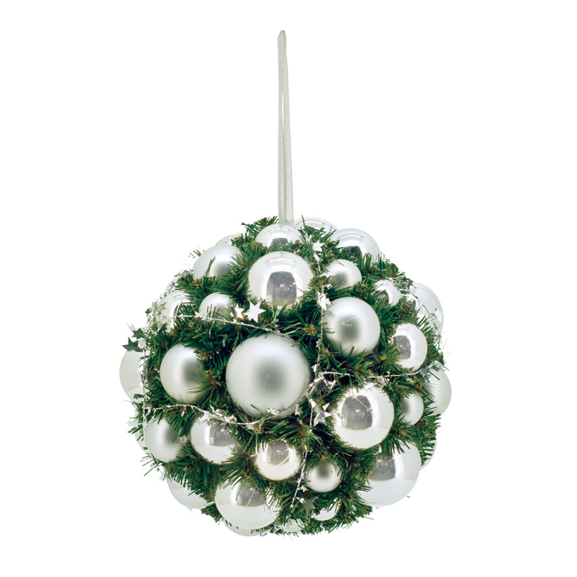 Christmas ball cluster, Ø 30cm, decorated, plastic