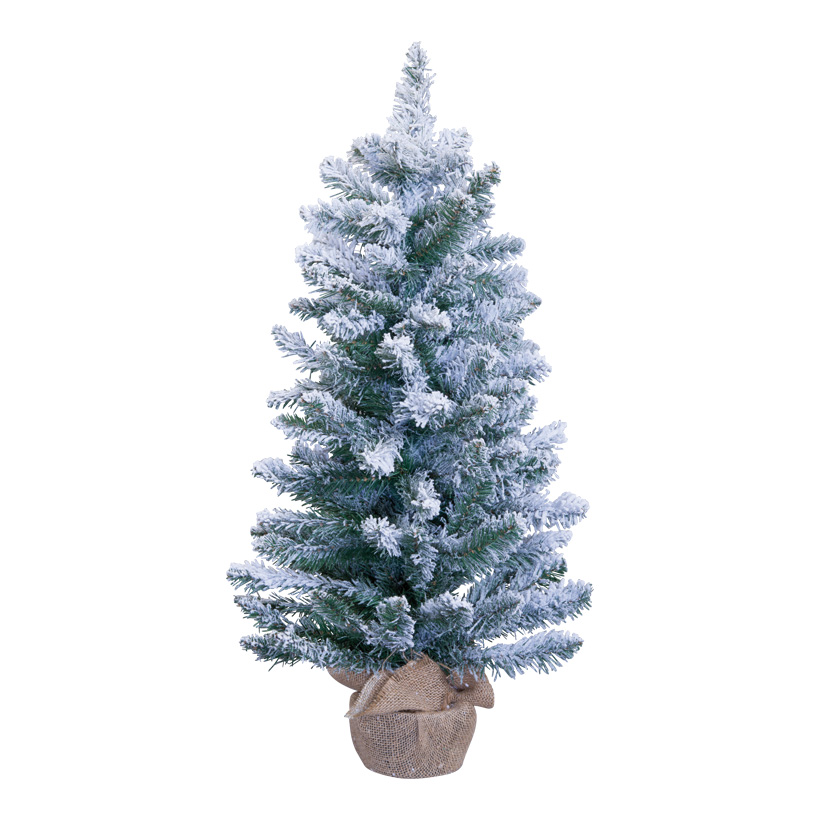 Noble fir tree, 75cm 121 tips, out of plastic, in jute bag, snowed
