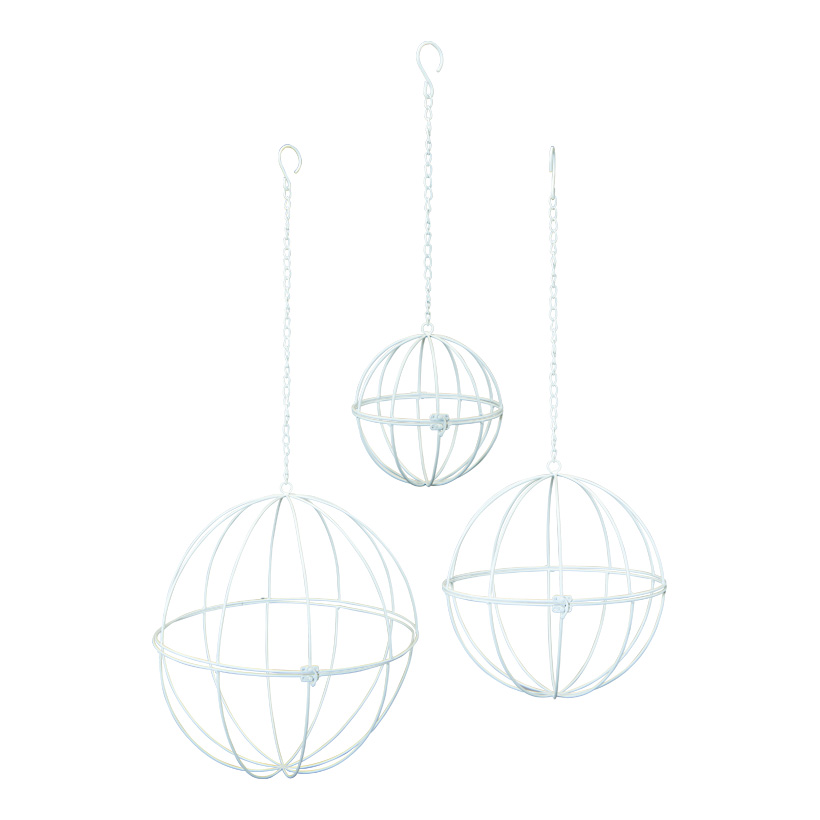 Balls, Ø 39cm, Ø 29cm, Ø 19cm 3 pcs./set, made of metal, for hanging