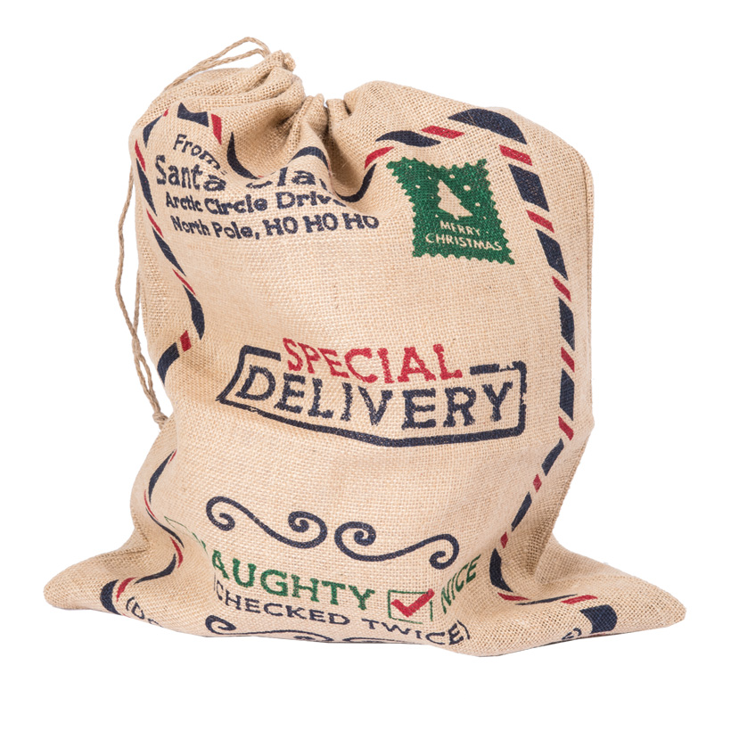 Jute sack, 38x46cm with printing, Special delivery