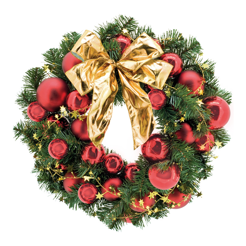 Fir wreath, Ø 45cm, decorated, plastic