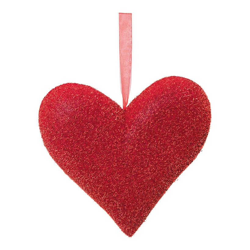 Heart with hanger, H: 32cm covered with glitter fabric, made of hard foam