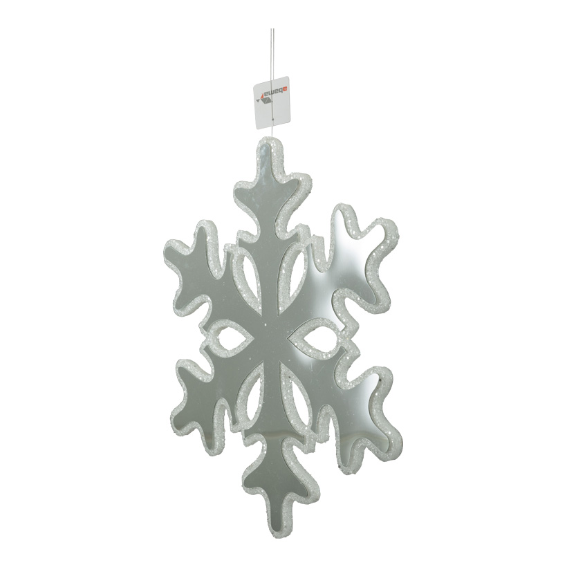 Snowflake with mirror effect, 40cm out of foam, with nylon hanger