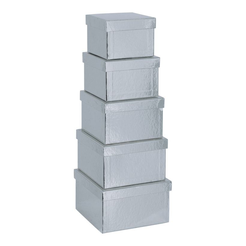 Boxes, 15,5x15,5x10cm - 18,5x18,5x11cm, 5pcs./set, square, nested, cardboard