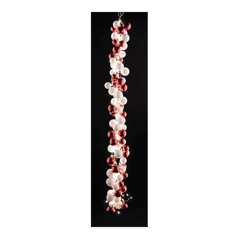 LED bauble garland, 120cm with 84 balls & 90 LEDs, 5m lead cable, IP44