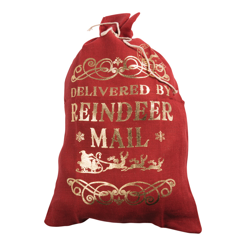 Jute gift bag, 80x50cm Reindeer Mail, printed, with cord