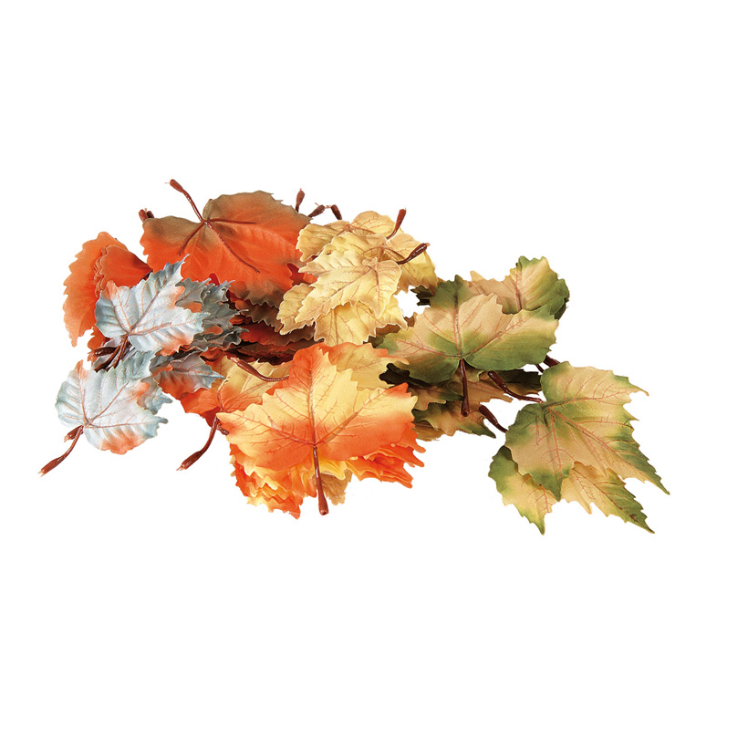 Autumn leaves for scattering, 12cm, 72pcs./bag, assorted 2 sizes and 3 colours, of artificial silk