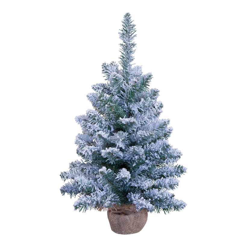 Noble fir tree, 60cm 76 tips, out of plastic, in jute bag, snowed