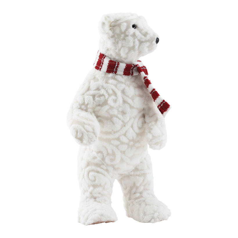 Polar bear, 36x19cm out of styrofoam/textile, standing, with scarf