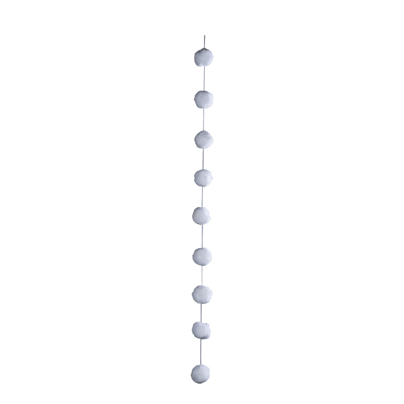 Snowball chain, 180cm Ø 10cm 9-fold, out of cotton wool, with hanger