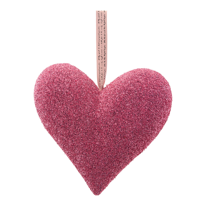 Heart with hanger, H: 32cm covered with glitter fabric, made of hard foam