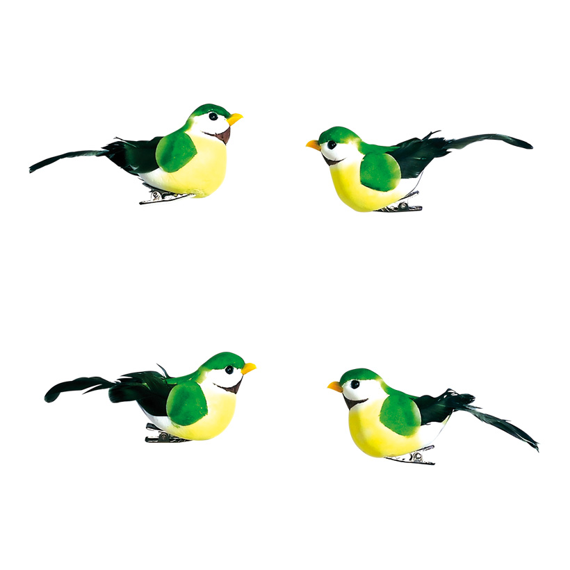 # Birds 9,5x3,5 x4,5 cm foam/feathers, 4 pcs./set